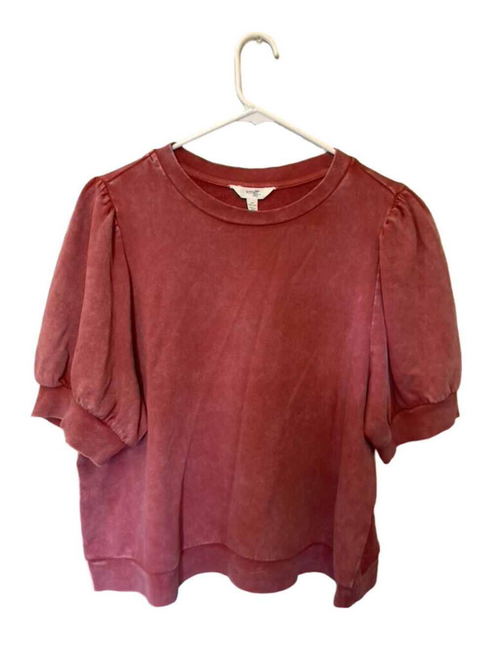 Terra & Sky Red Short Puffy Sleeve Sweatshirt Top - size 1X